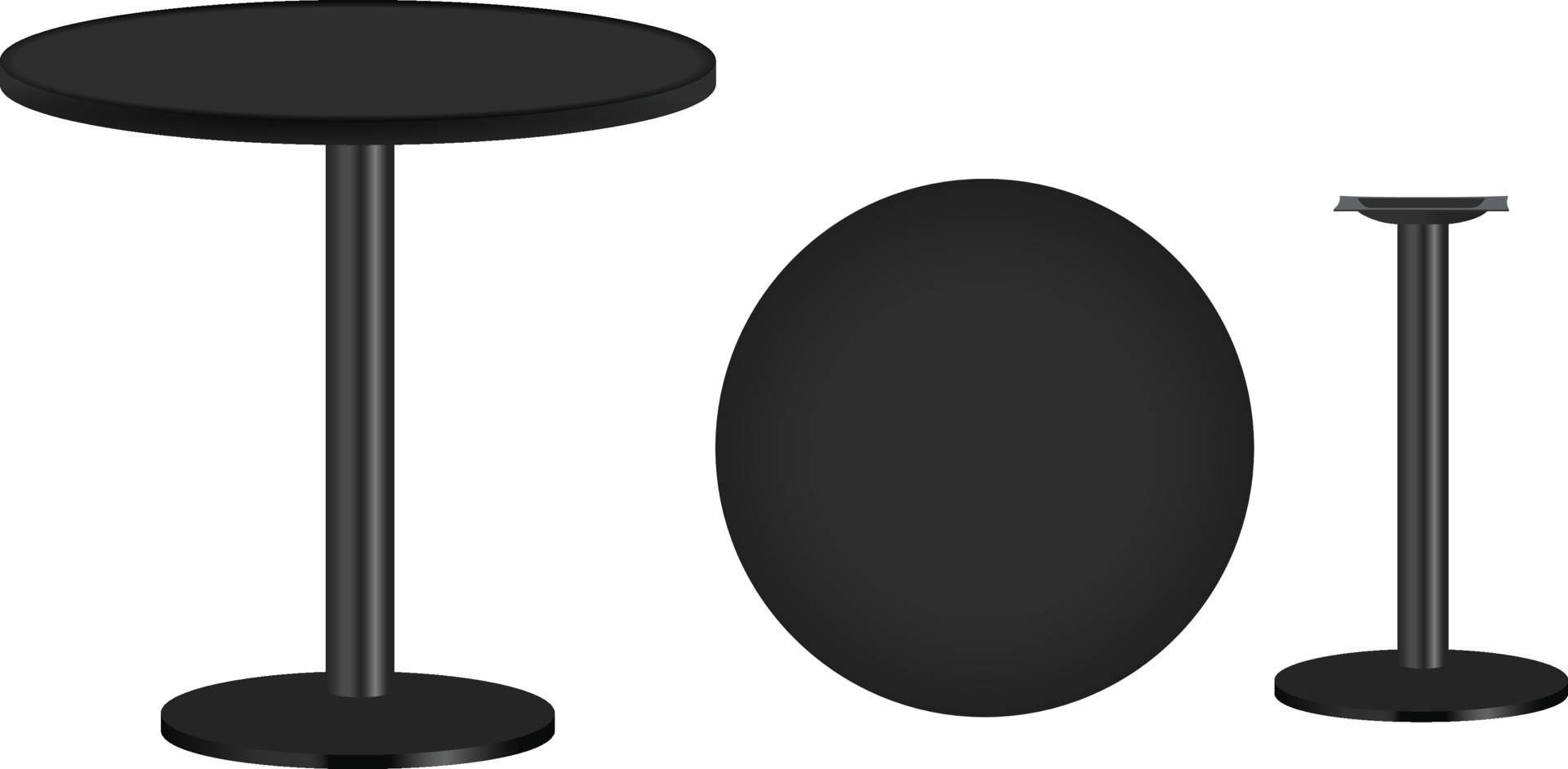Round black laminate table top with round table height base vector