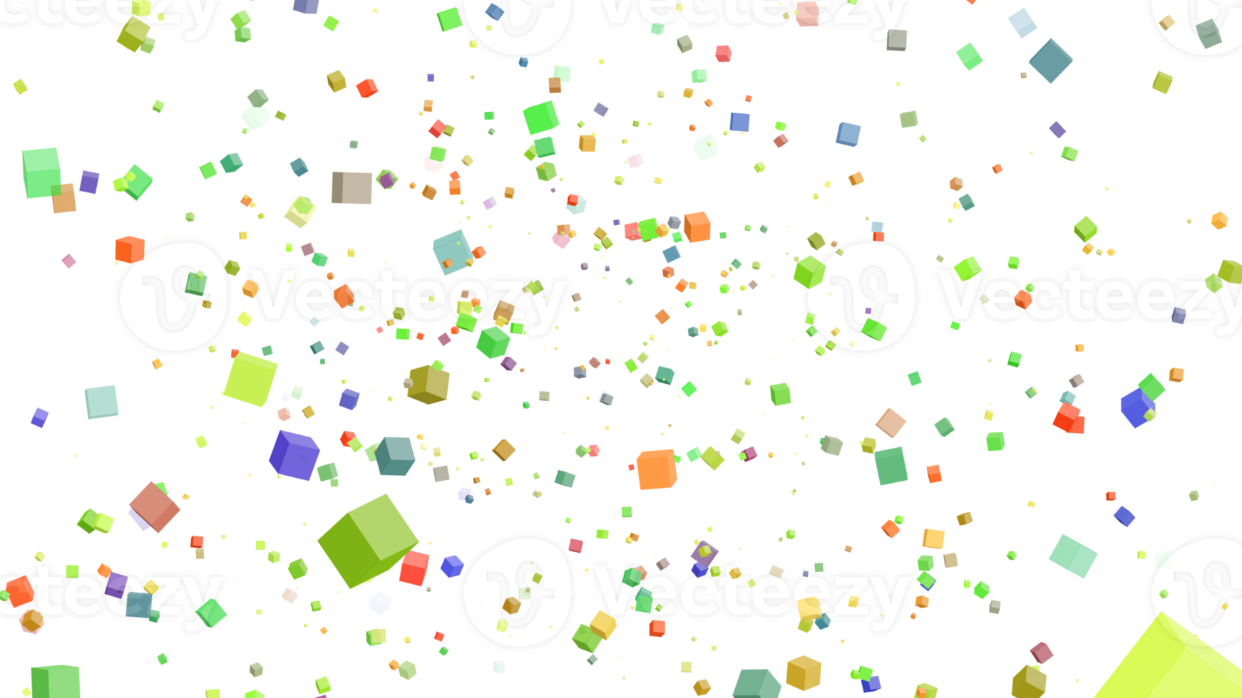 Abstract Colorful Lots of Cube Floating Around Overlay Transparency Alpha Background png