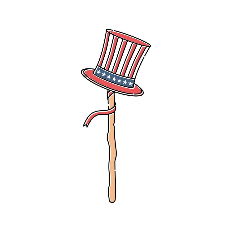 hat on a stick for american independent day celebration vector
