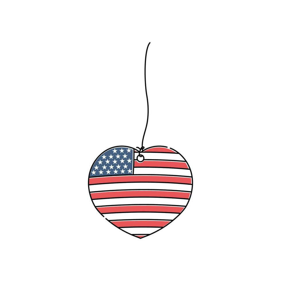 Love flag pendant for America's Independent Day celebration vector