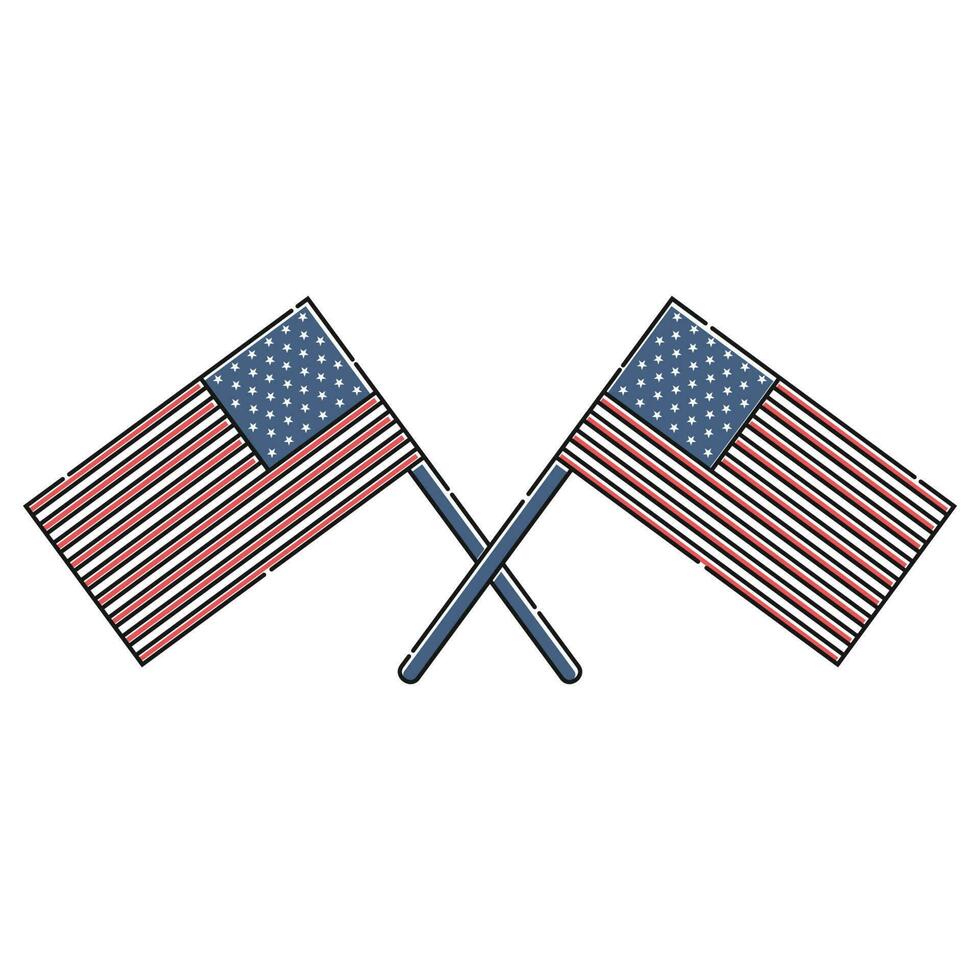 crossed flag design for american independent day celebration vector