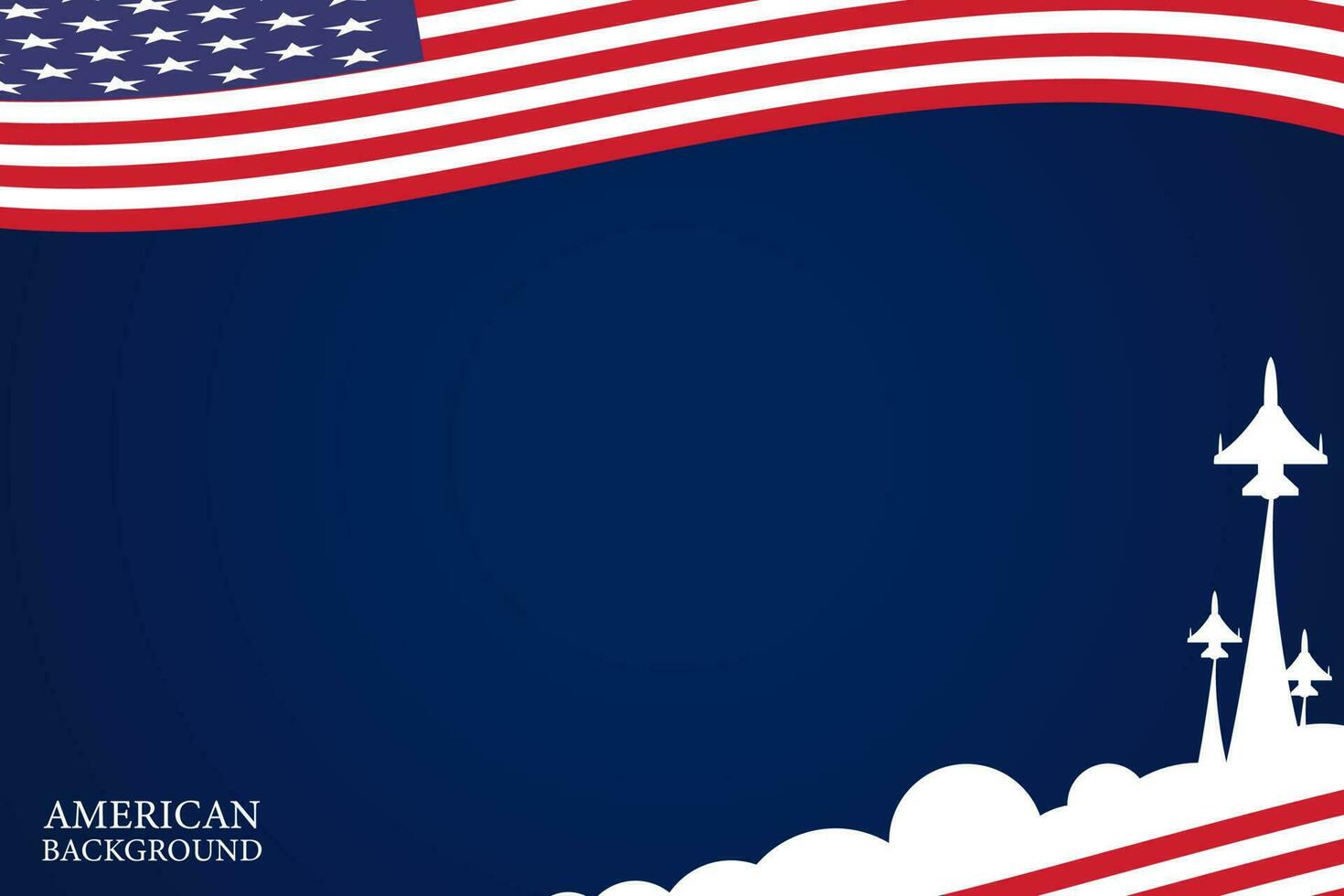 Vector flat waving American flag background