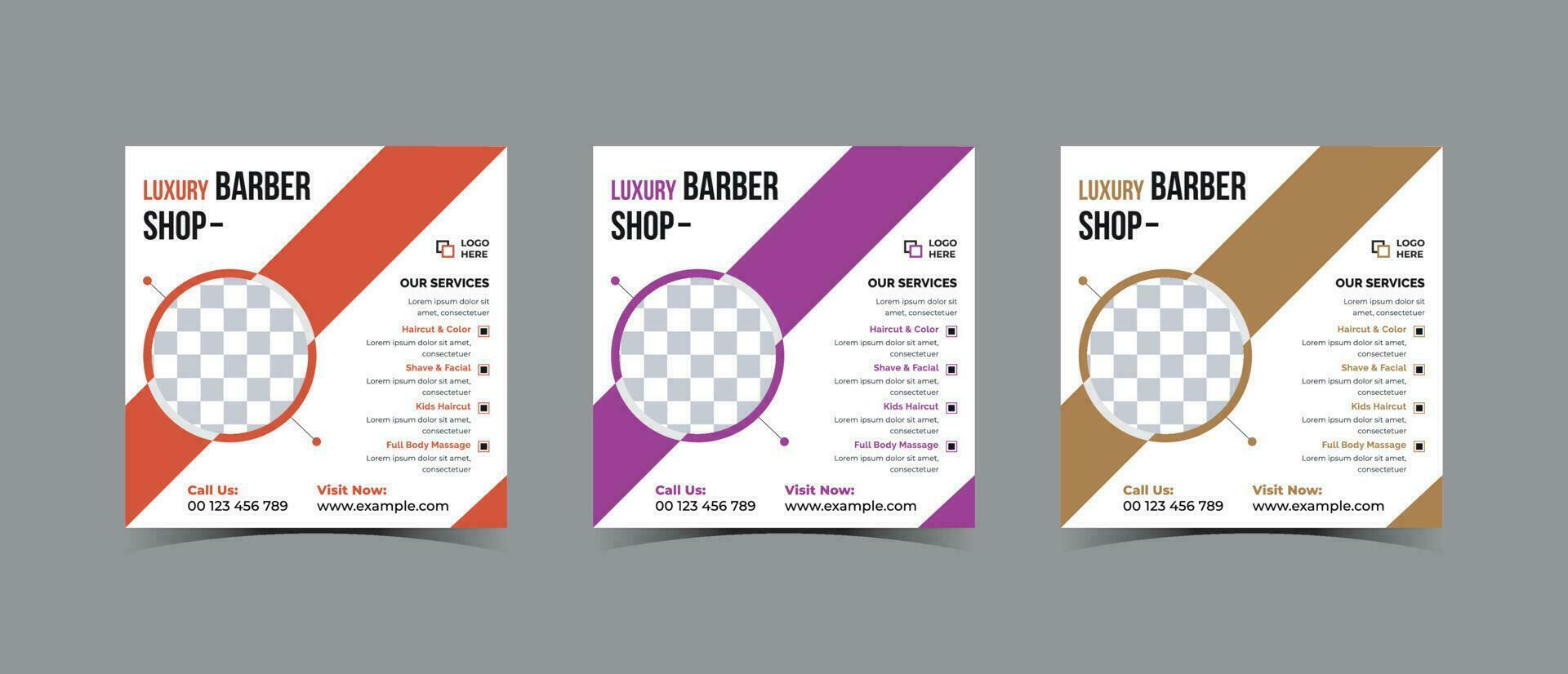 Barbershop social media post template vector