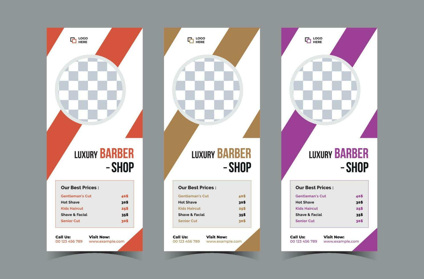 Barbershop roll-up banner template or dl flyer template beauty salon rack card design vector