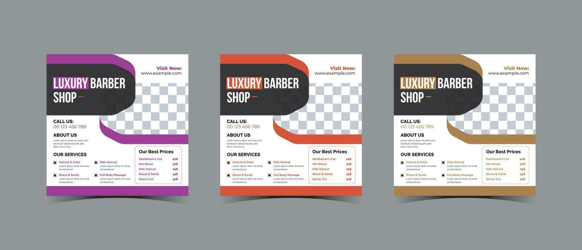 Barbershop social media post template vector