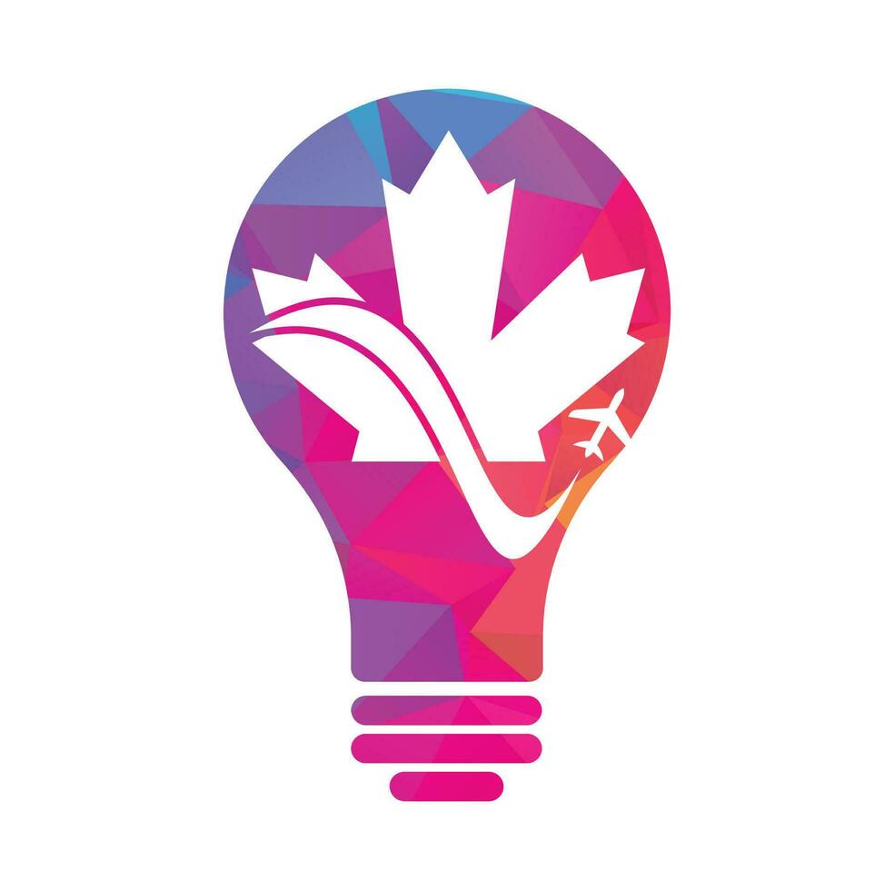 Canada travel bulb shape concept vector logo design. Canadian aviation vector logo design concept.