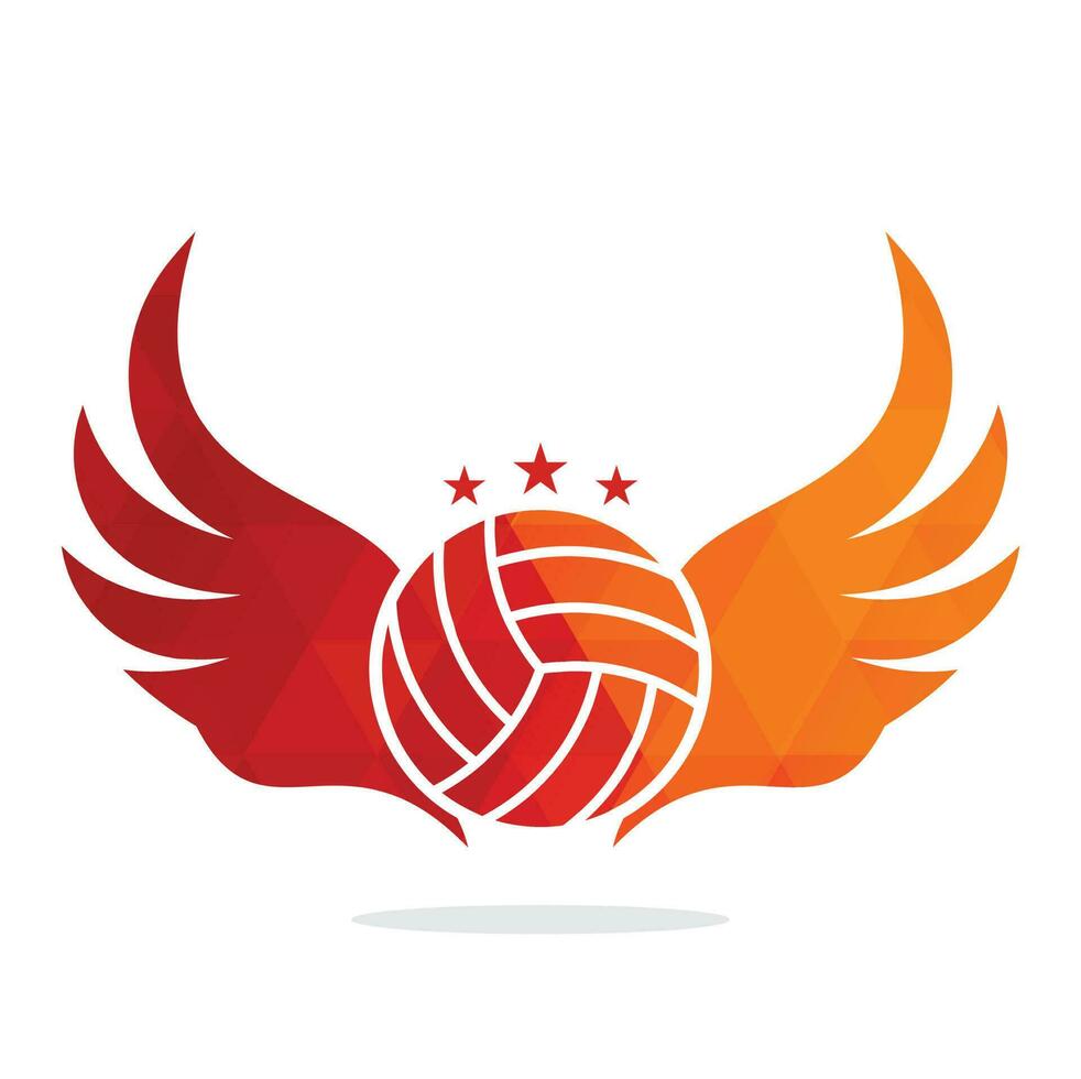 Volleyball and Wings vector illustration. Volleyball with wings logo vector. Flying Volleyball vector design