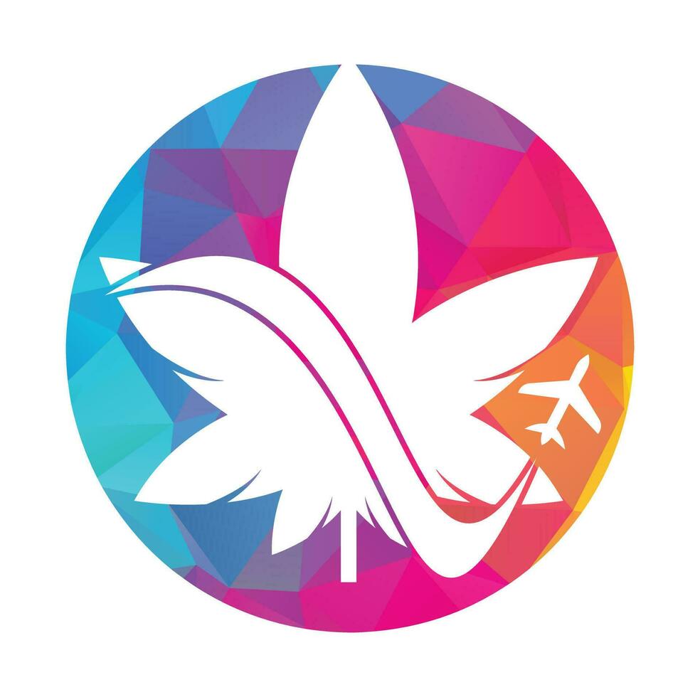 Marijuana leaf and air plane Vector logo combination. Hemp and airplane symbol or icon.
