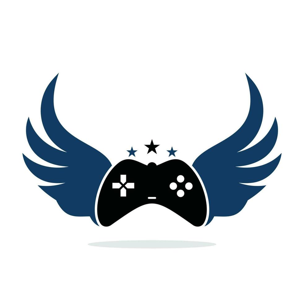 Joystick and wing vector illustration. Game pad and wing logo design icon vector. Flying game logo