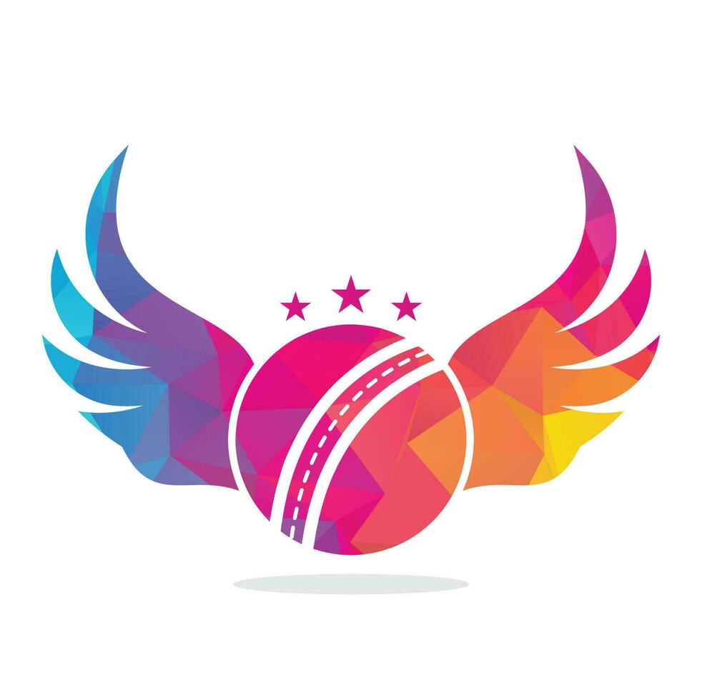 Cricket sports vector logo design template. Cricket ball with wings icon design.