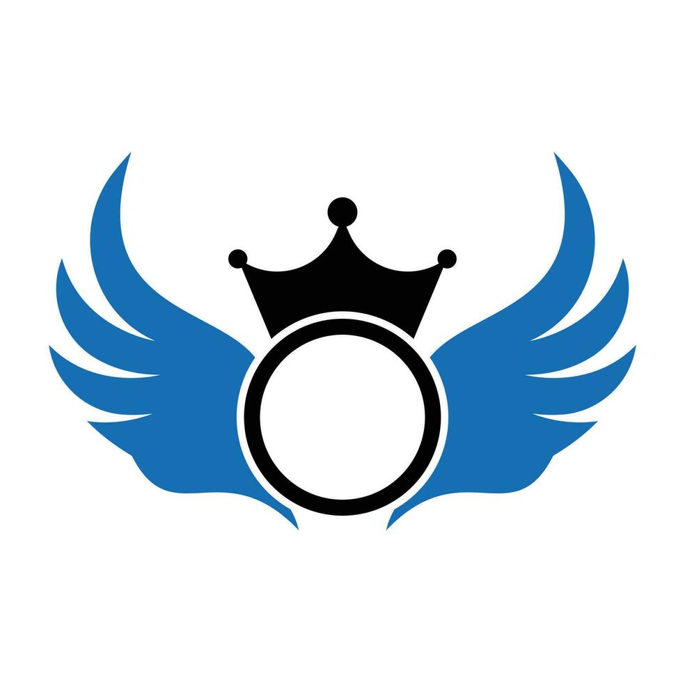 Crown wing logo design icon template. wing king logo design vector. vector