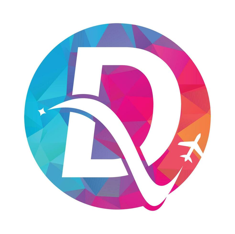 Letter D Air Travel Logo Design Template. D letter and plane logo design icon vector. vector