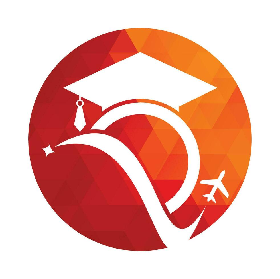 estudiar viaje logo diseño modelo. educación sombrero y aire avión logo diseño logo. vector