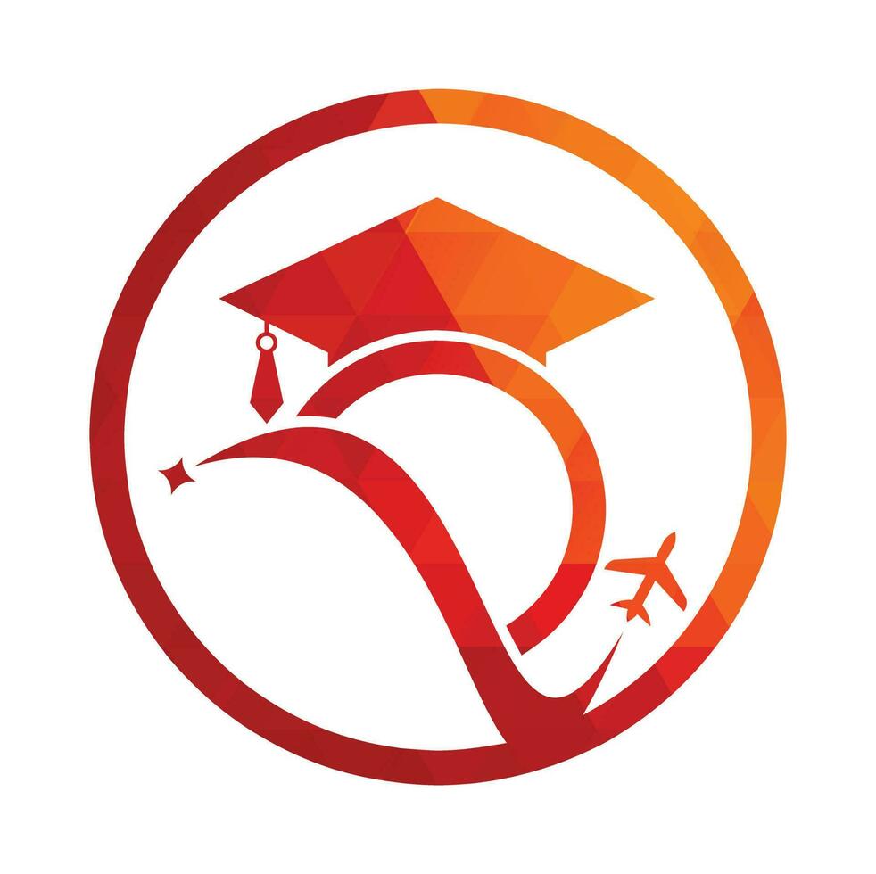 estudiar viaje logo diseño modelo. educación sombrero y aire avión logo diseño logo. vector