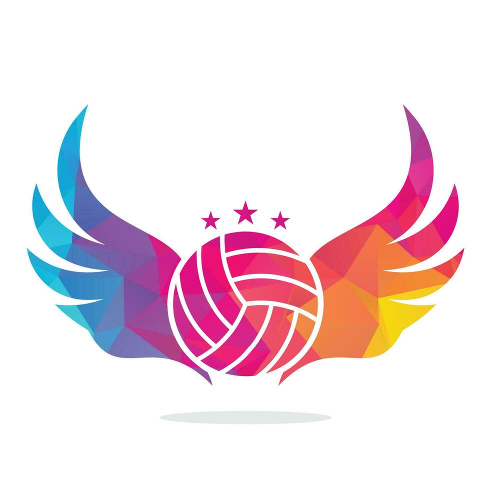 Volleyball and Wings vector illustration. Volleyball with wings logo vector. Flying Volleyball vector design