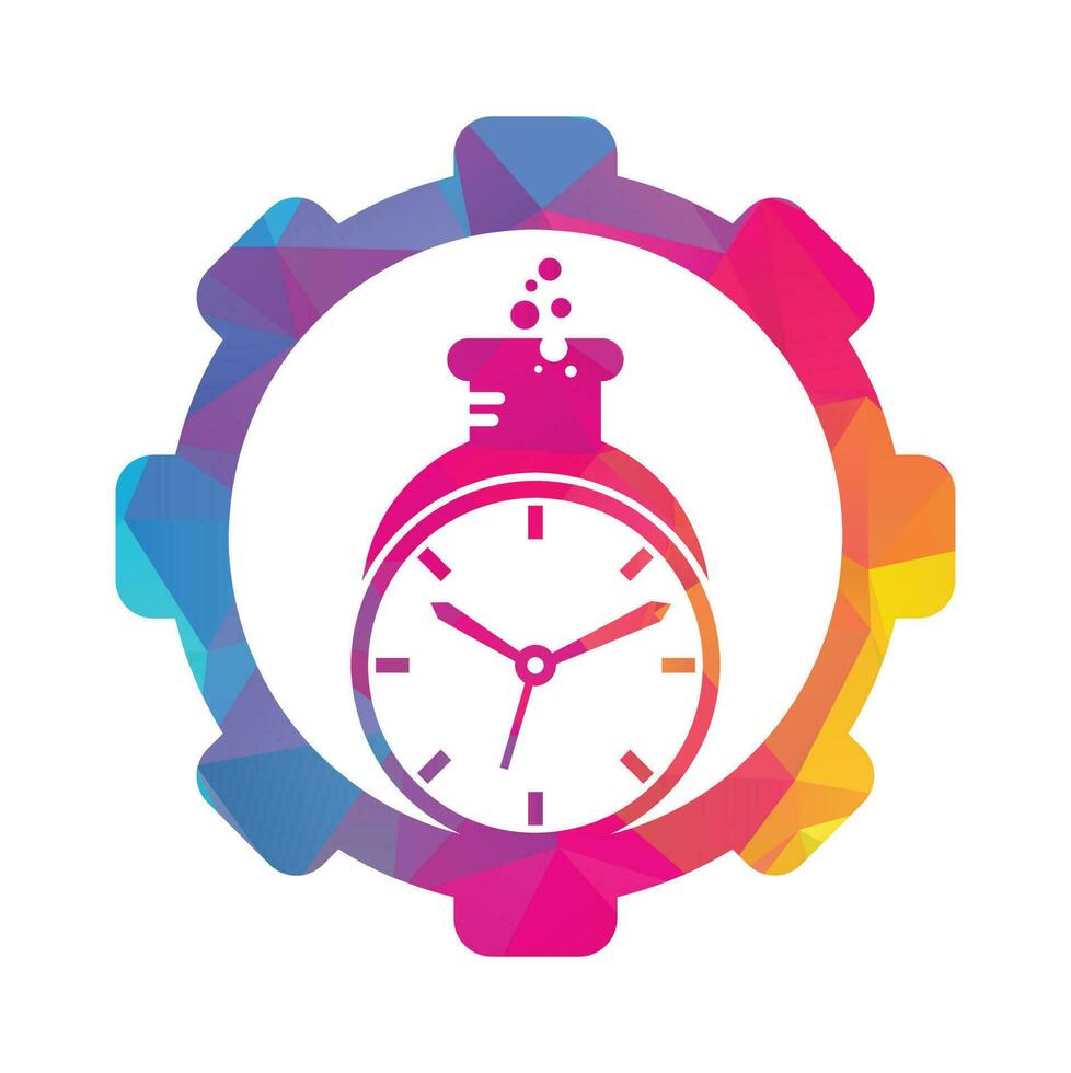 Time lab gear shape concept logo vector design. Clock lab logo icon vector design.