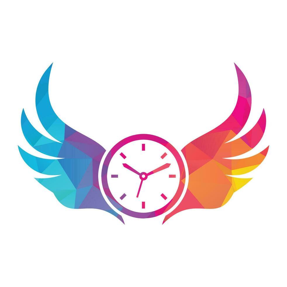 Wing Time Logo Template Design Vector. wings clock logo vector design.