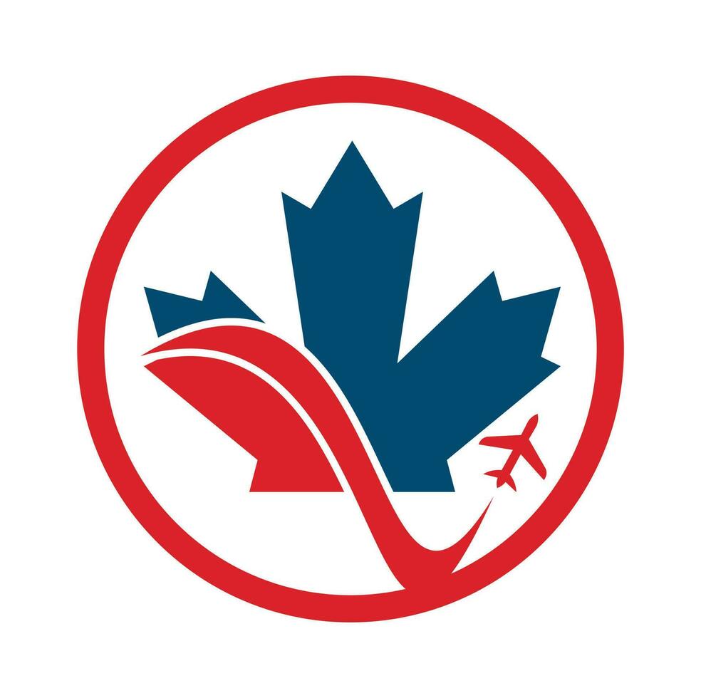 diseño del logotipo del vector de viaje de canadá. concepto de diseño del logotipo del vector de aviación canadiense.