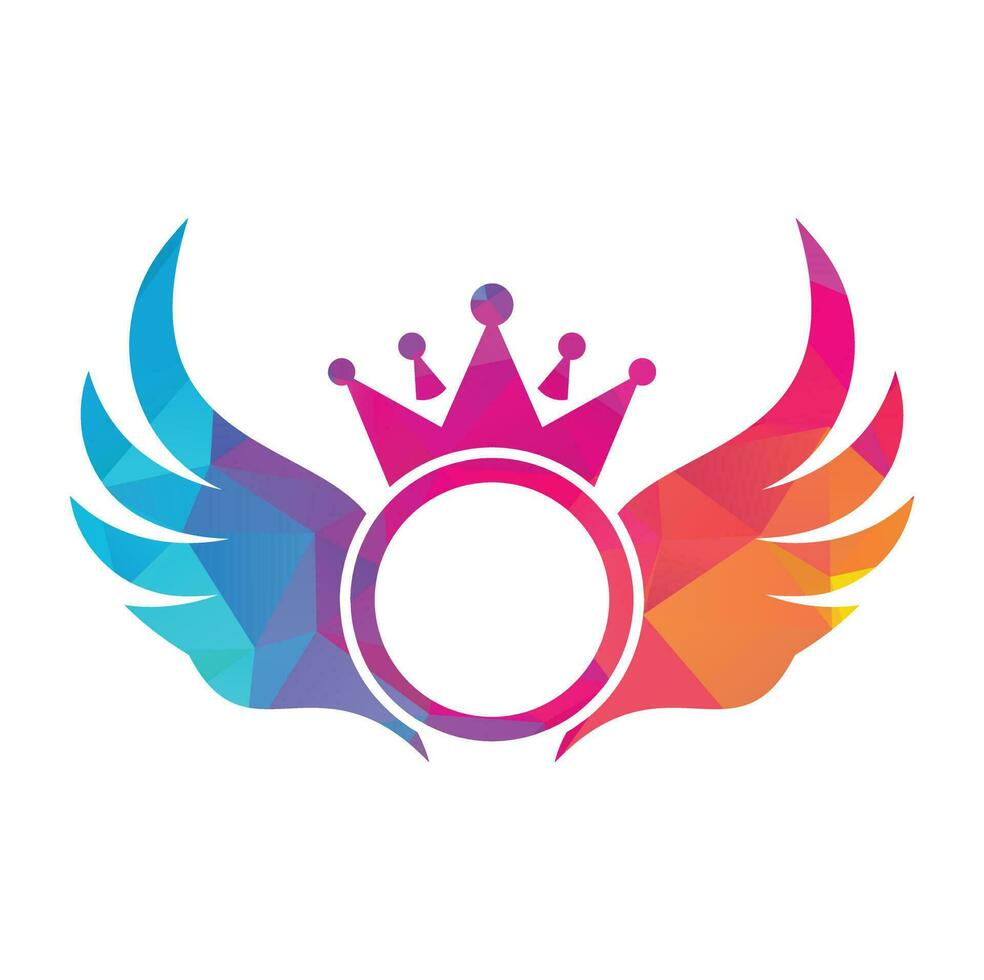 Crown wing logo design icon template. wing king logo design vector. vector