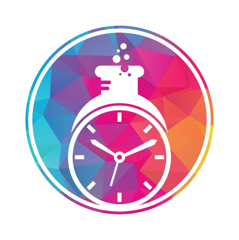 hora laboratorio logo vector diseño. reloj laboratorio logo icono vector diseño.