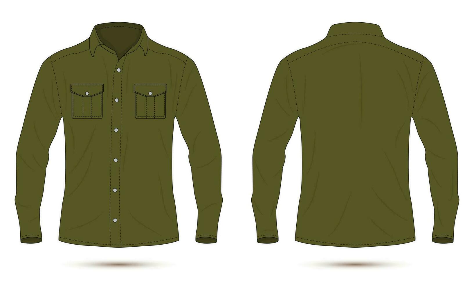 Men's Long Sleeve Military Shirt Mockup vector