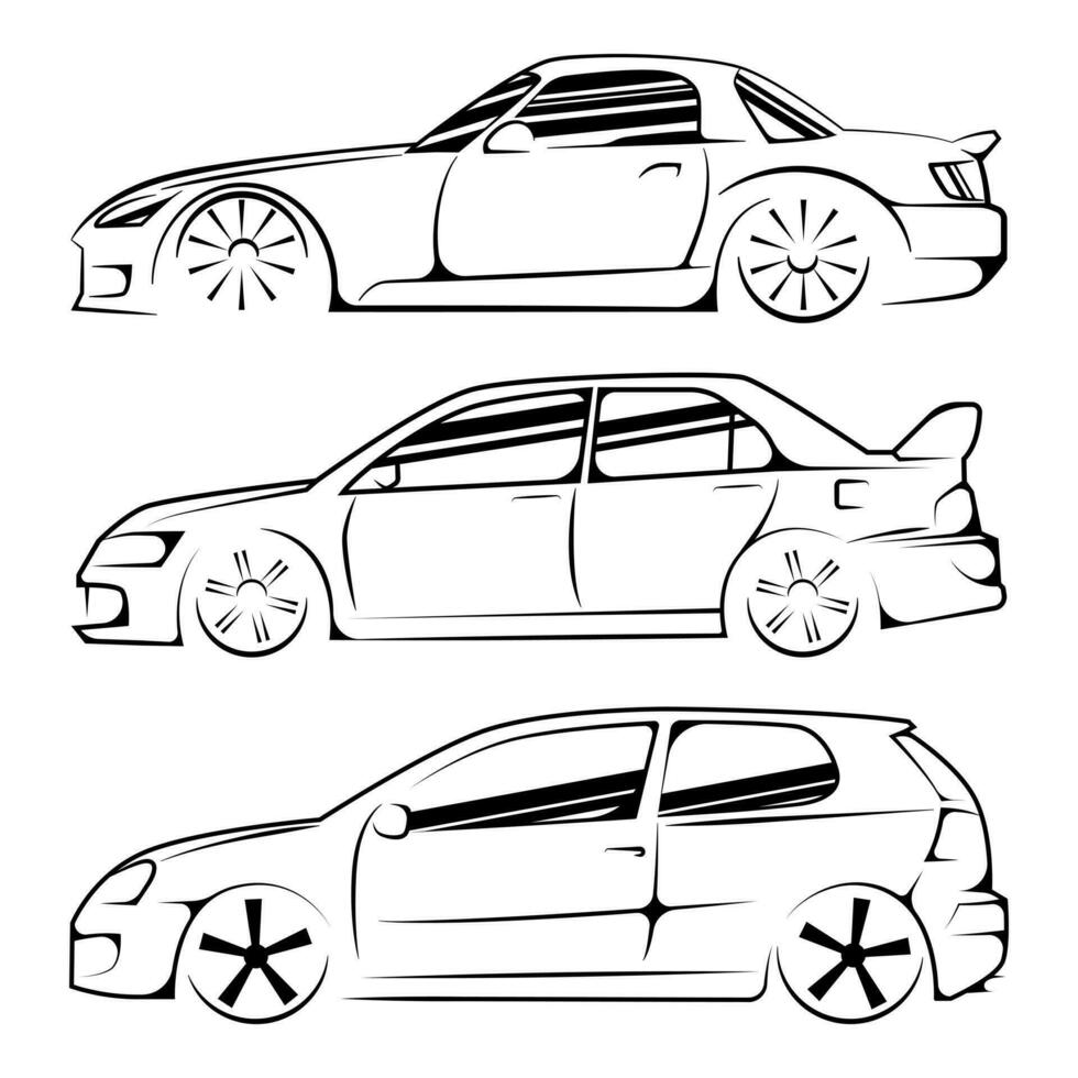 Set of modern car silhouettes vector