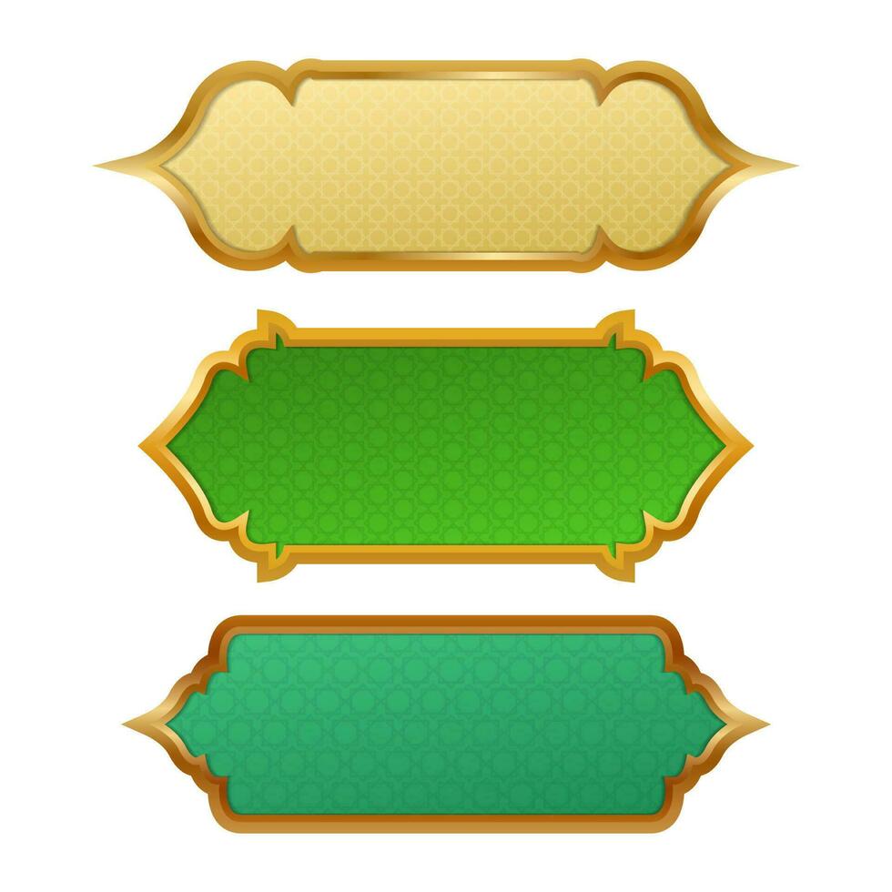 colección de marcos islámicos dorados. etiqueta islámica de oro de lujo vector