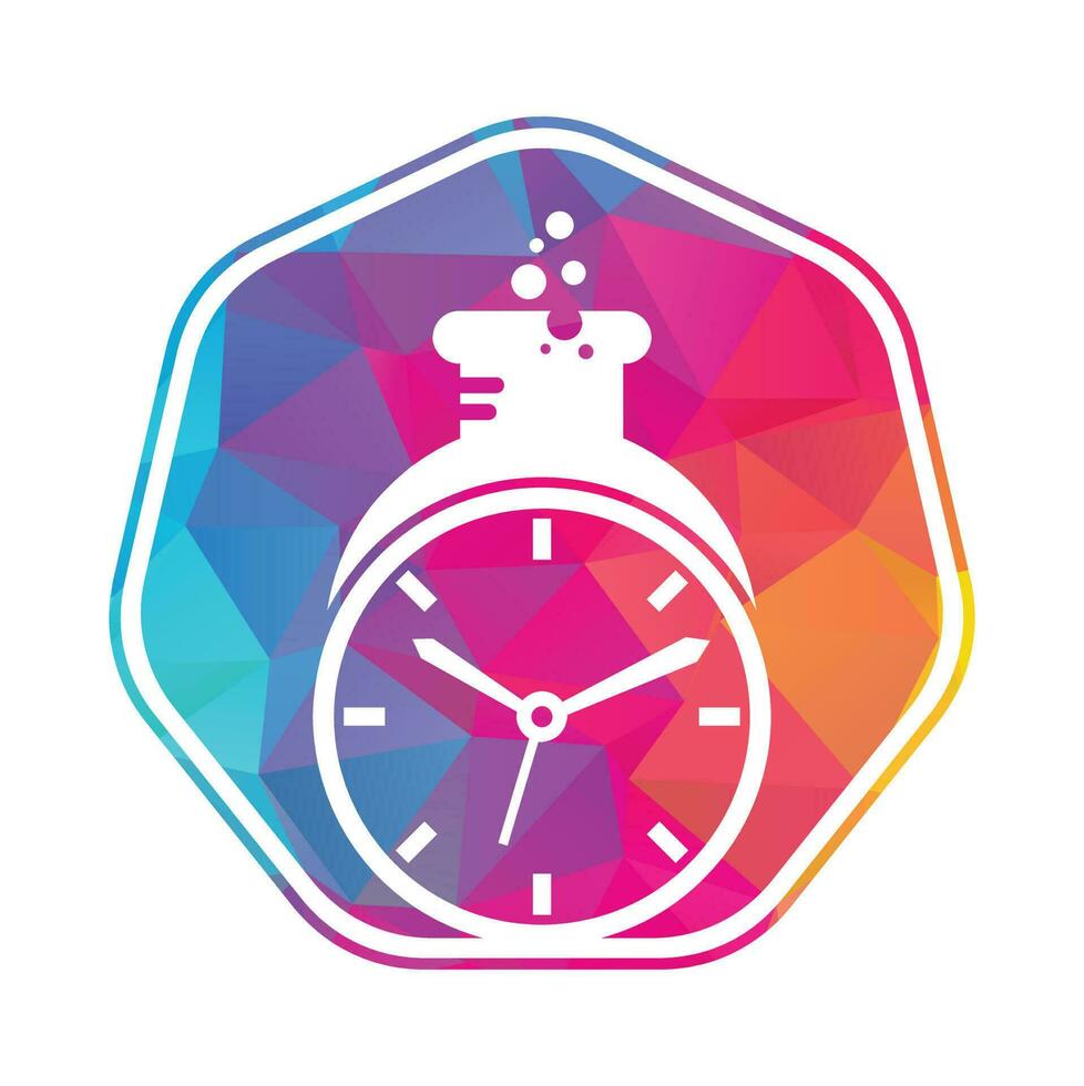 hora laboratorio logo vector diseño. reloj laboratorio logo icono vector diseño.