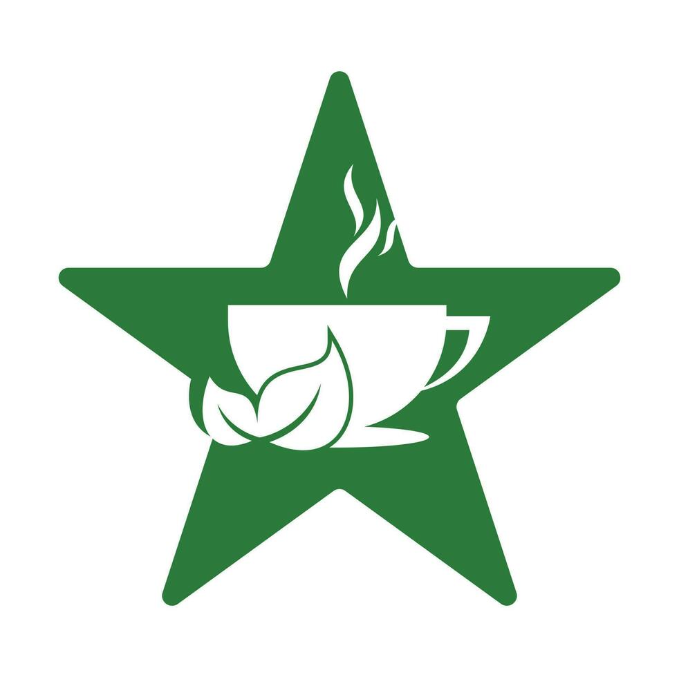 Eco Coffee star shape concept Logo Template Design. Green Coffee Logo Template Design Vector. vector
