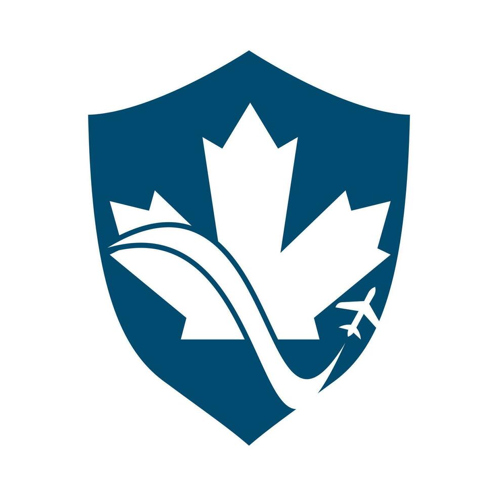 diseño del logotipo del vector de viaje de canadá. concepto de diseño del logotipo del vector de aviación canadiense.