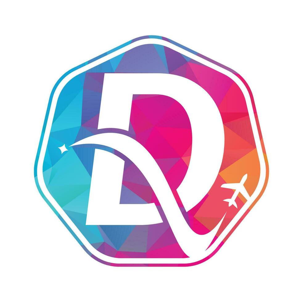 Letter D Air Travel Logo Design Template. D letter and plane logo design icon vector. vector