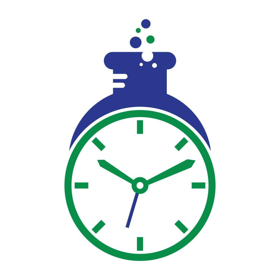 hora laboratorio logo vector diseño. reloj laboratorio logo icono vector diseño.