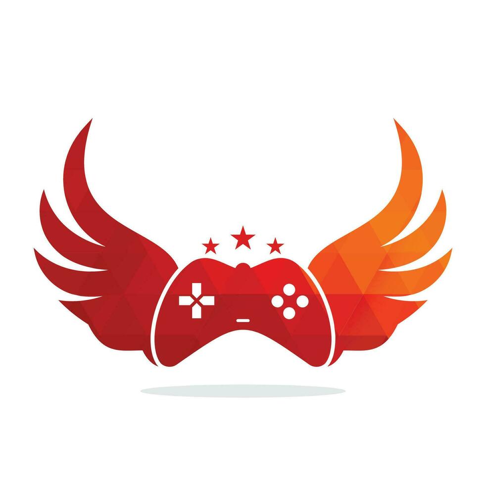 Joystick and wing vector illustration. Game pad and wing logo design icon vector. Flying game logo.