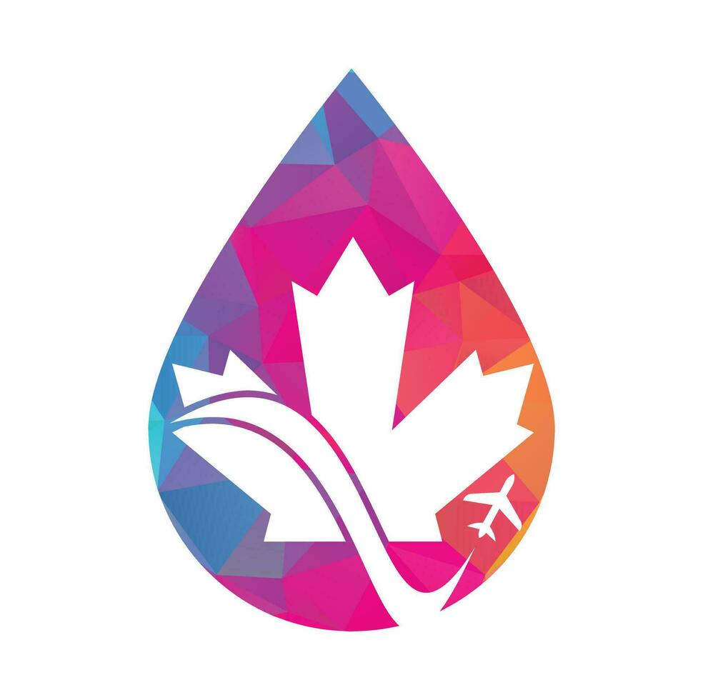 Canada travel drop shape concept vector logo design. Canadian aviation vector logo design concept.