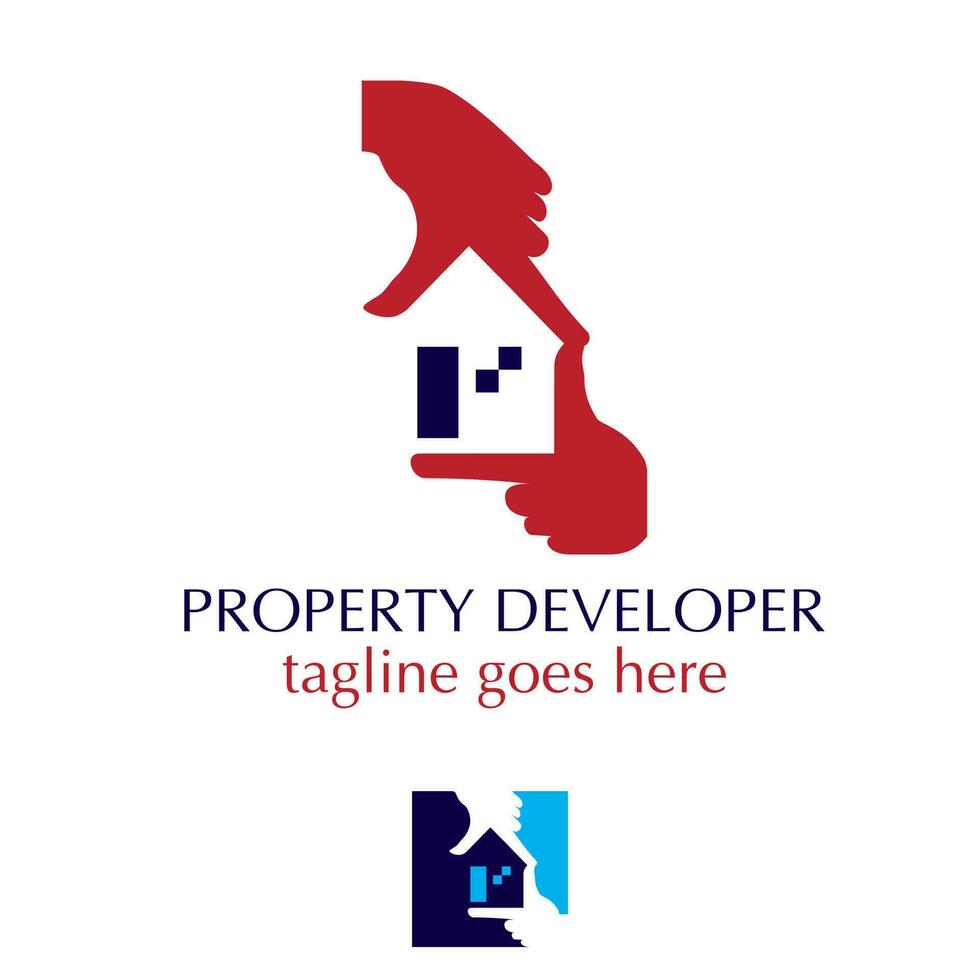 Property Developer logo with hand symbol. vector