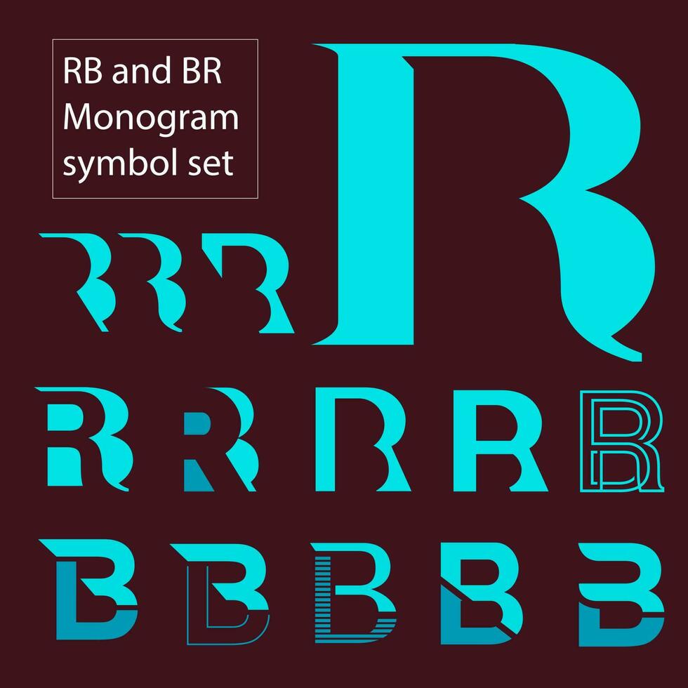 RB or BR monogram logo symbol set vector