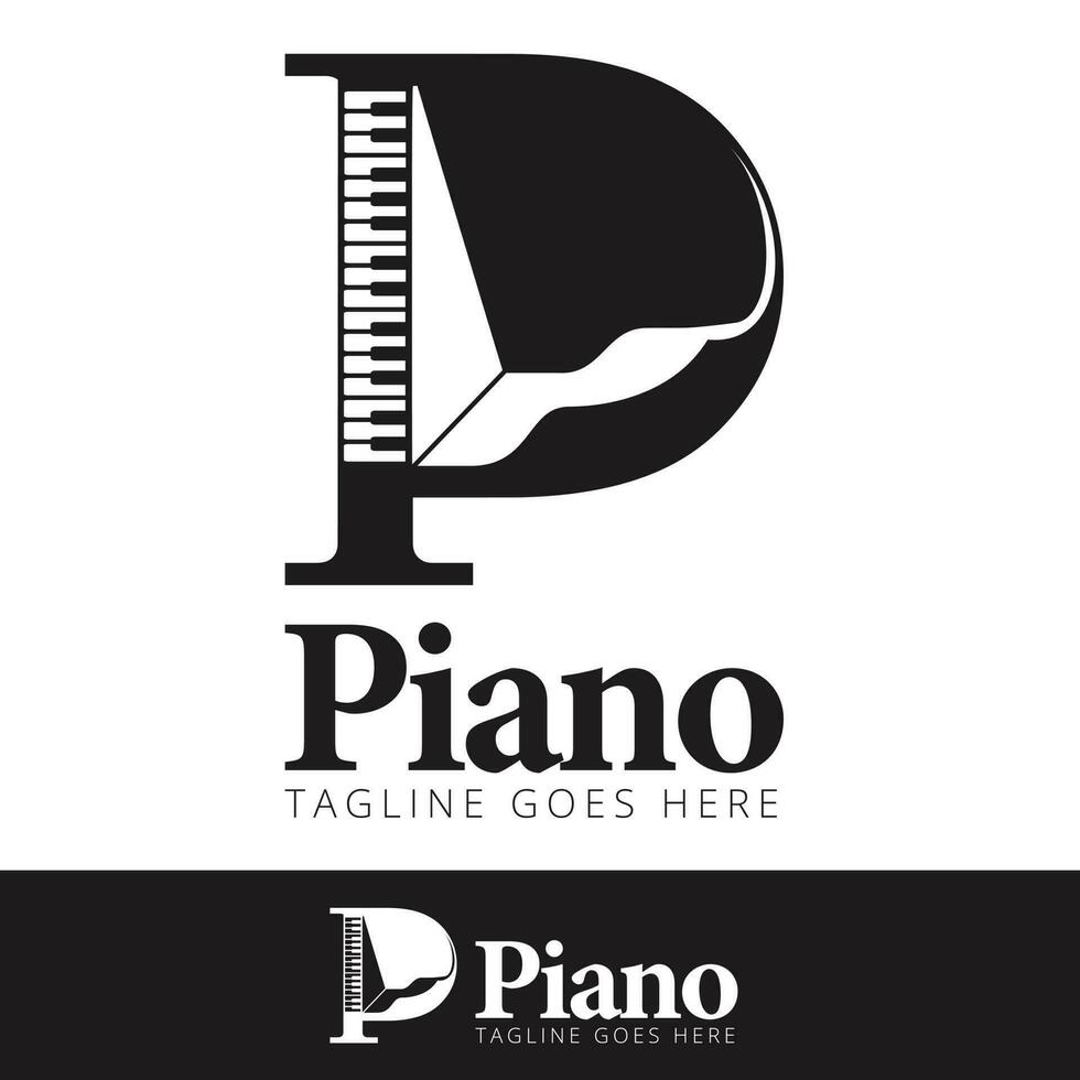 P letter based, Piano shape logo symbol. vector