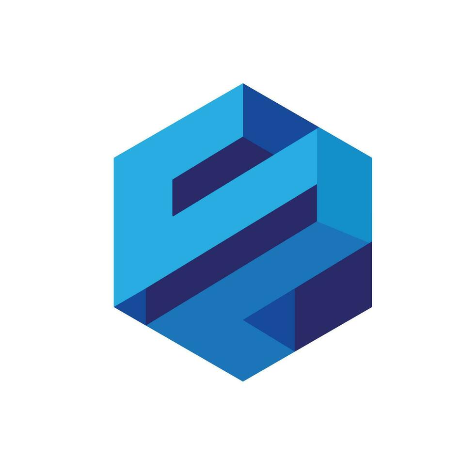 S and P logo letter based faux 3D isometric logo. vector