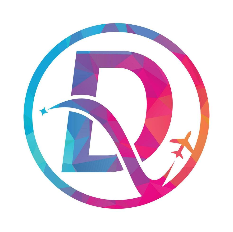 Letter D Air Travel Logo Design Template. D letter and plane logo design icon vector. vector