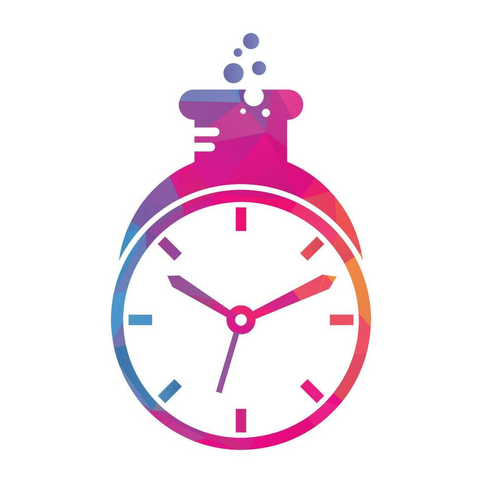 hora laboratorio logo vector diseño. reloj laboratorio logo icono vector diseño.