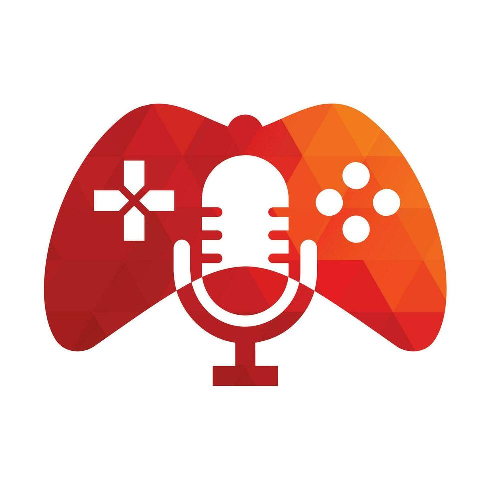 Gamepad and podcast logo design template. vector