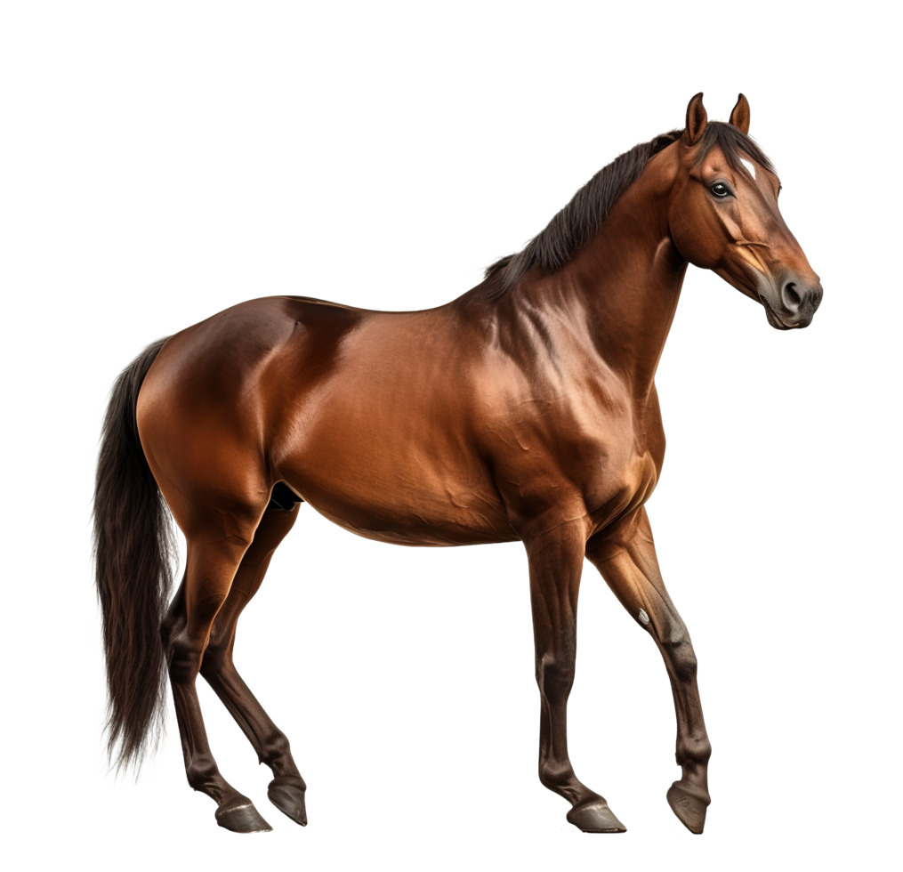 Bay sport horse isolated on Transparent background, generate ai png