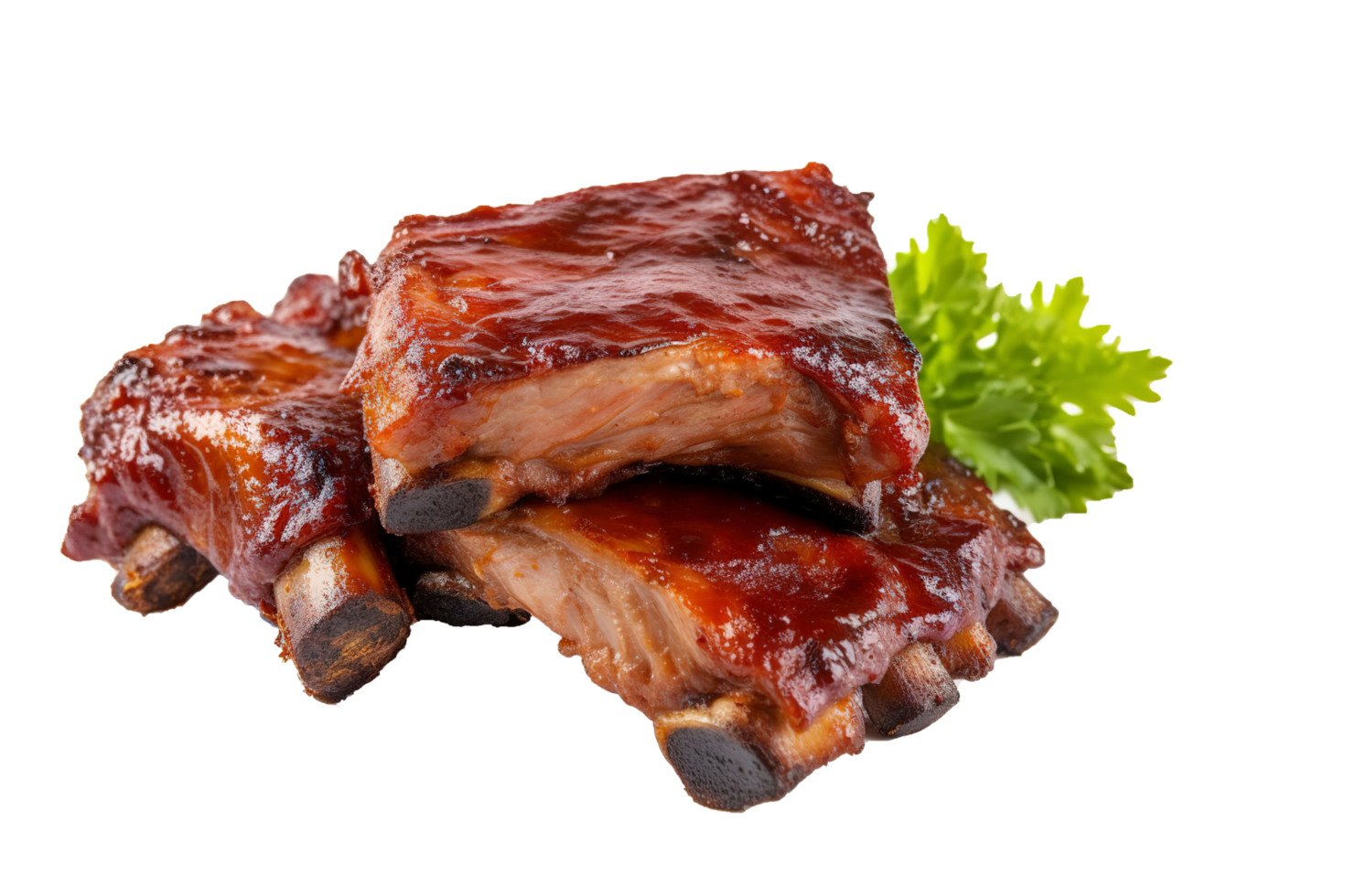 delicioso asado de repuesto costillas sabroso barbacoa carne, aislado en transparente fondo, generar ai png