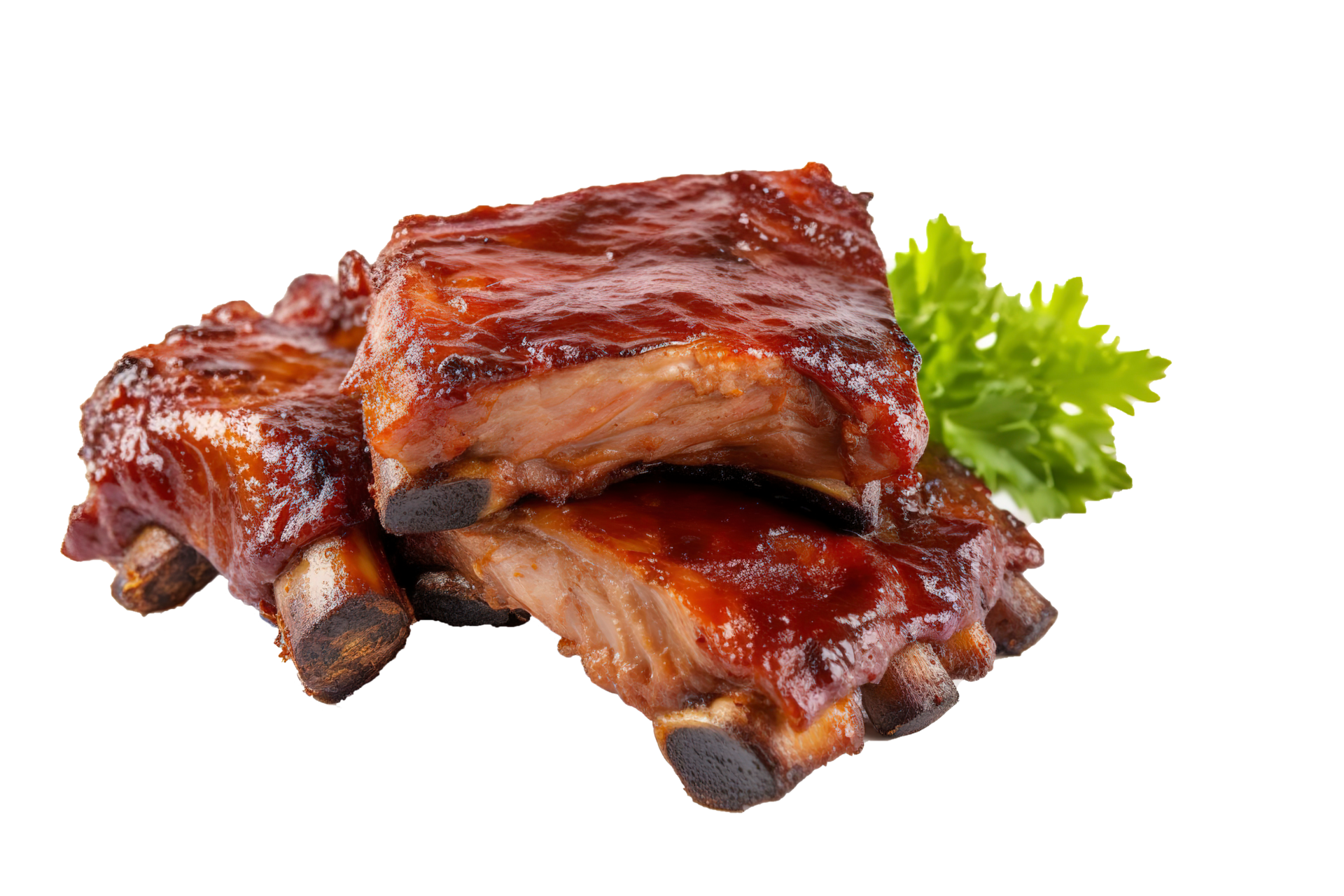 Delicious barbecued spare ribs. Tasty bbq meat, isolated on Transparent ...