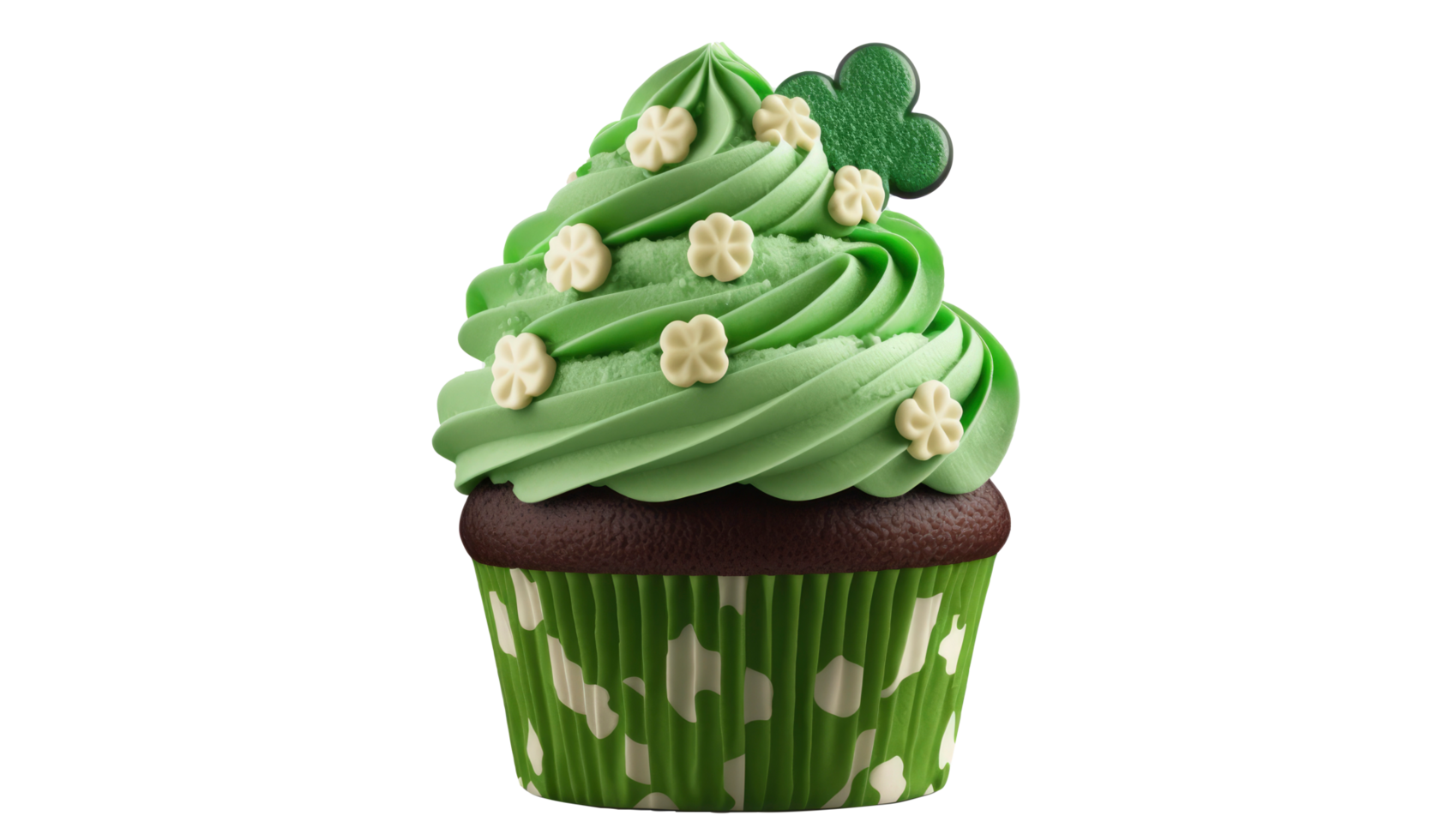 Saint Patrick's Day green cupcake isolated on Transparent background, png