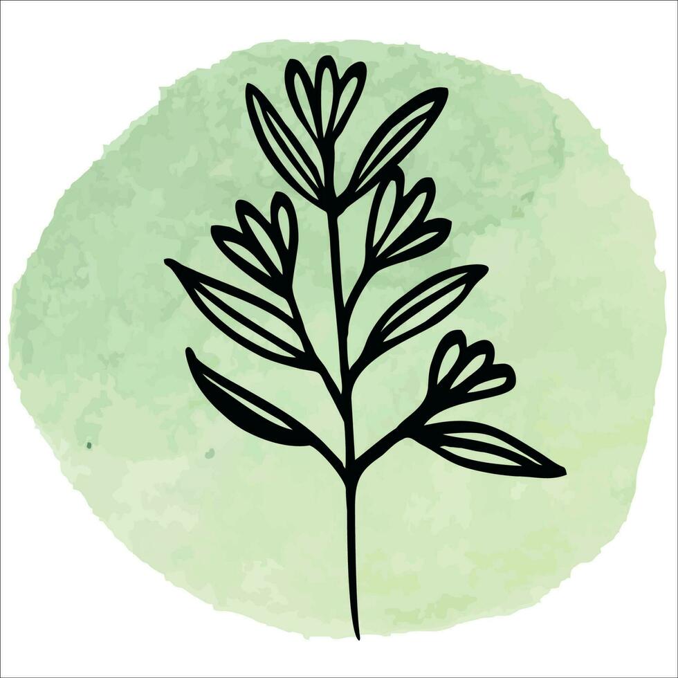 verde vector floral floreciente rama en verde acuarela antecedentes