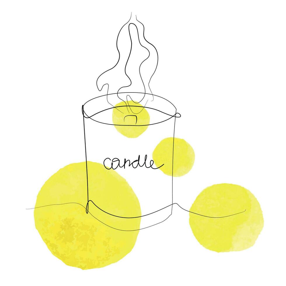 Burning aroma candles one line art. Continuous line drawing of comfort