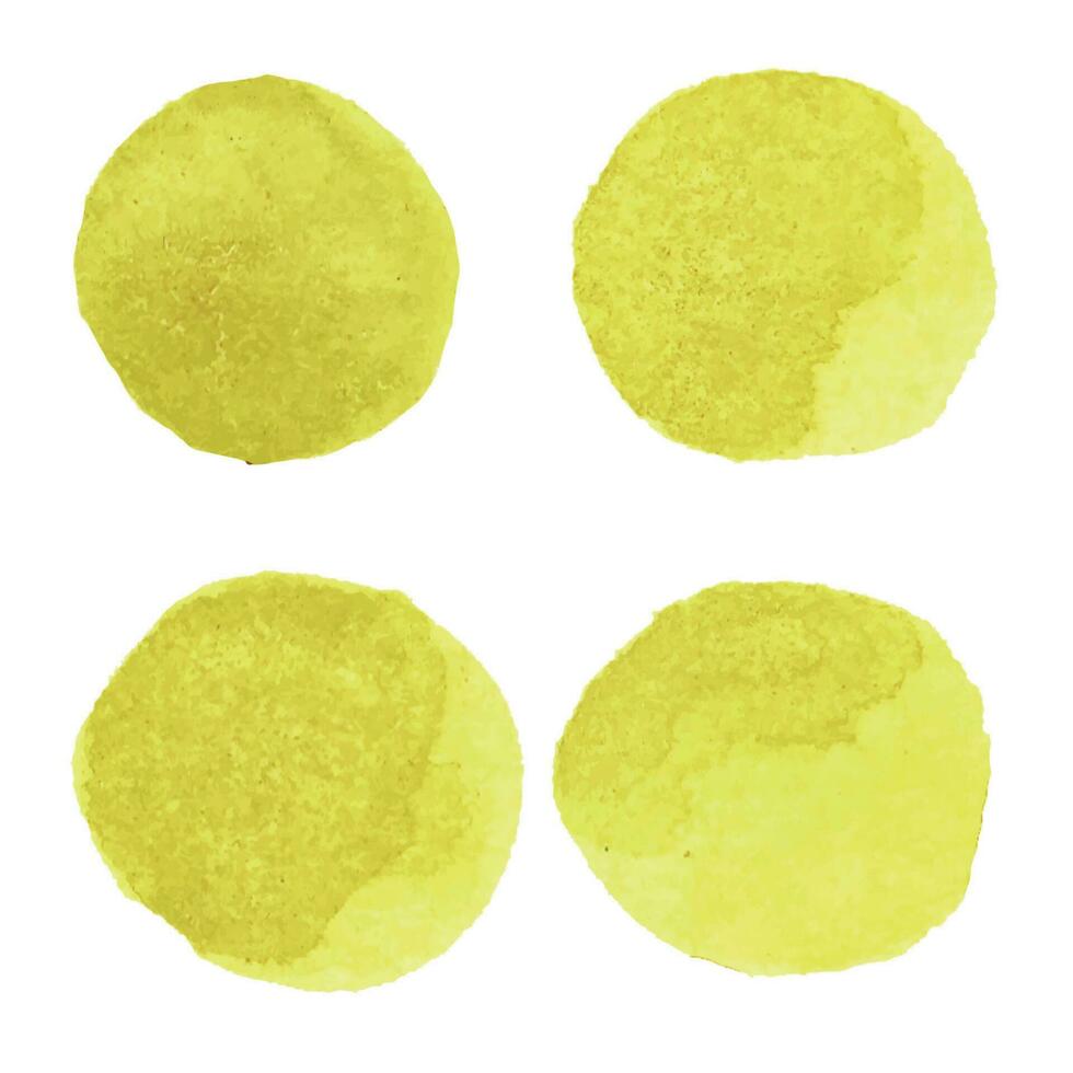 Set of watercolor yellow circle elements for background vector