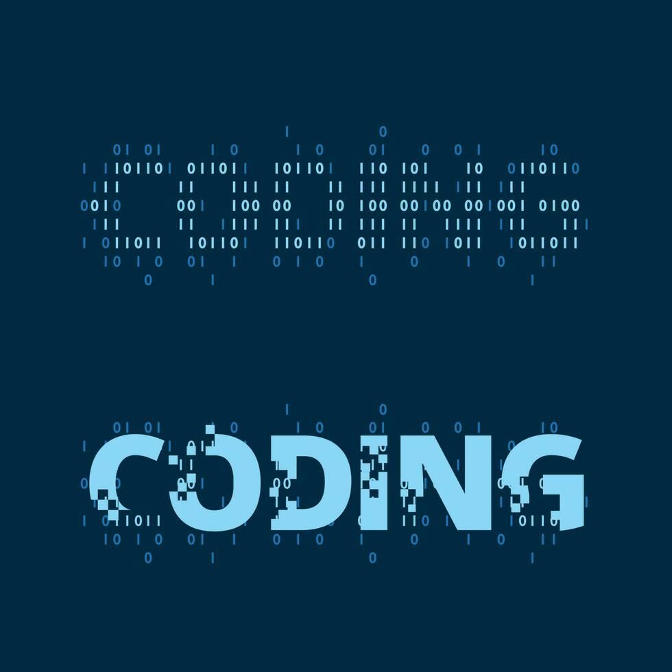Coding in binary data wordmark concept vector. vector