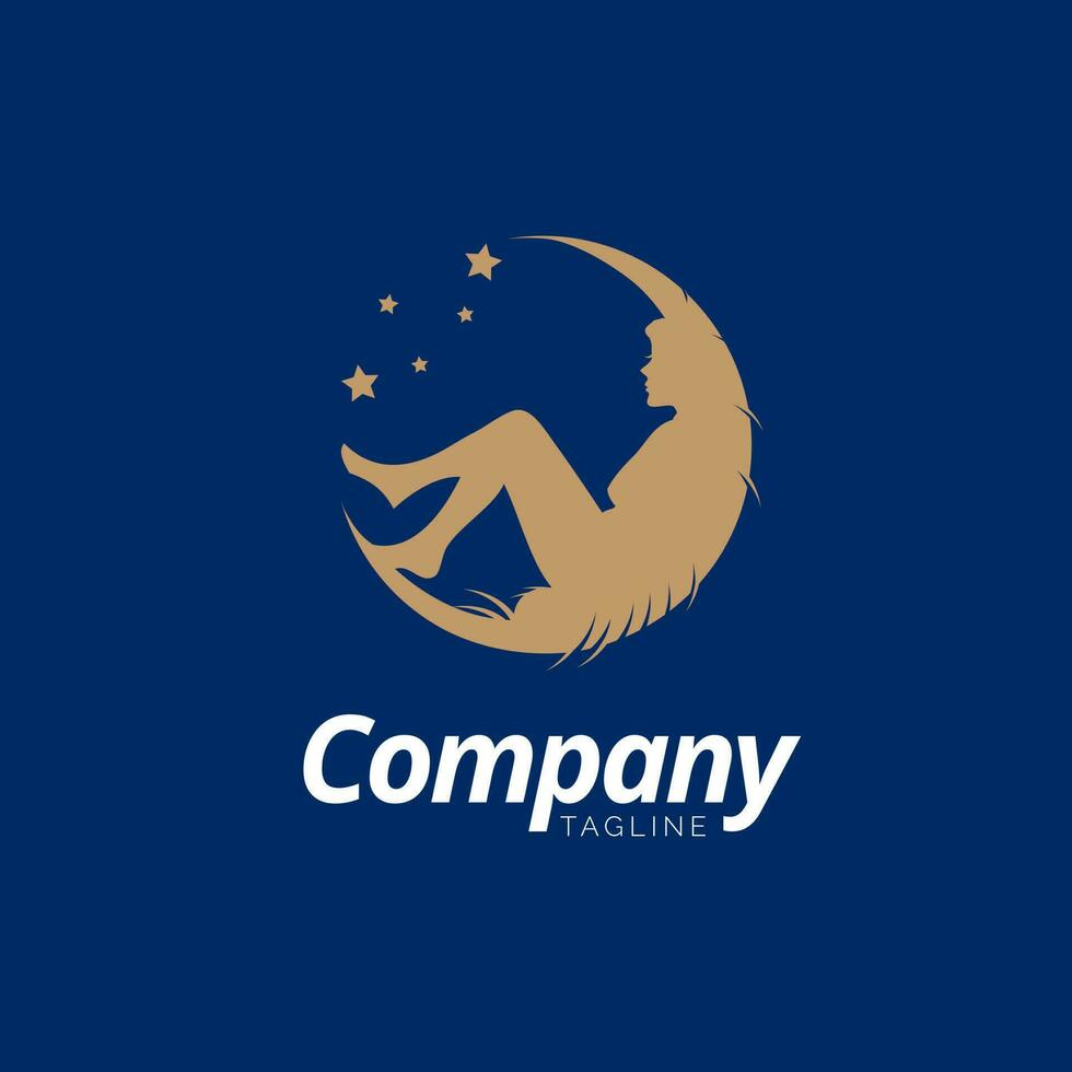 Dreaming Woman silhouette logo symbol vector